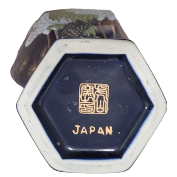 Vintage Kutani Colbalt Blue Beveled Vase - Picture 11 of 12